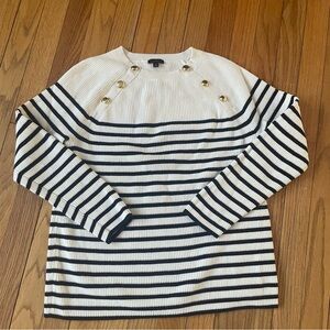 Talbots Striped Sweater with Gold Button Accents women’s size Medium